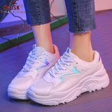 NAUSK 2019 Women's Chunky Sneakers Fashion Women Platform Shoes Lace Up Vulcanize Shoes Womens Female Trainers Dad Shoes