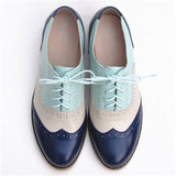 Women's Flats Oxford Shoes Woman Genuine Leather Sneakers Ladies Brogues Vintage Casual Oxfords Shoes For Women Footwear