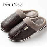 Men's slippers Winter slippers Non slip Indoor Shoes for men leather Big size 49 House shoe Waterproof Warm Memory Foam Slipper