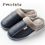 Men's slippers Winter slippers Non slip Indoor Shoes for men leather Big size 49 House shoe Waterproof Warm Memory Foam Slipper