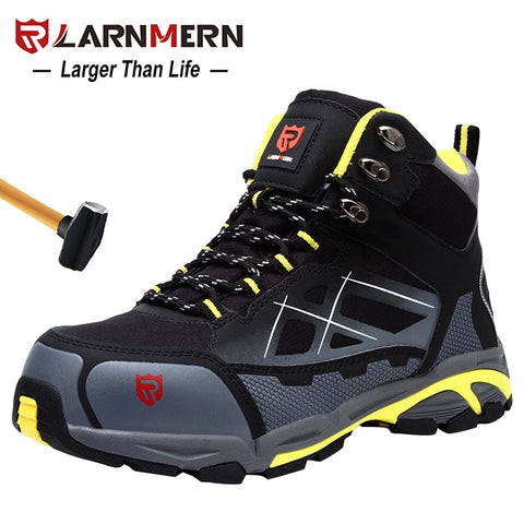LARNMERN Mens Steel Toe Work Safety Shoes Lightweight Breathable Anti-smashing Anti-puncture Anti-static Protective Boots
