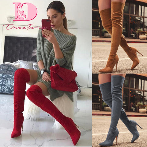 Brand New women's shoes woman Plus Large big size 32-48 over the knee boots thin high heel sexy Party Boots botas de mujer 2019