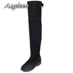 2019 women's boots autumn and winter new over the knee boots sleek minimalist comfort plus cotton flat Flock boots w34