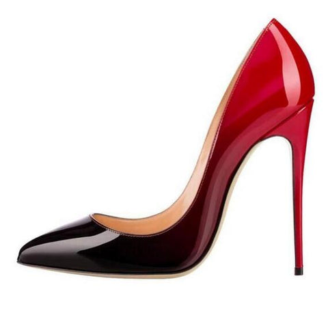 Women High Heels Shoes Patent Leather 12 cm Pointed Toe Stiletto Heels Pumps Slip On Shallow Dress Shoes Female Shoes On Sale