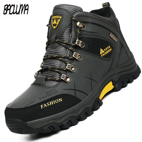 Brand Men Winter Snow Boots Warm Super Men High Quality Waterproof Leather Sneakers Outdoor Male Hiking Boots Work Shoes 39-47
