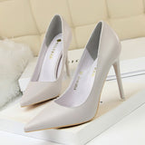Autumn Heels Shoes Women High heel Pink Pumps Point Office Heeled Matt Point Elegant Sweet Blue Size 34 Female Shoes