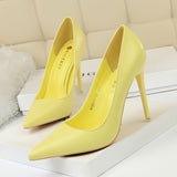 Autumn Heels Shoes Women High heel Pink Pumps Point Office Heeled Matt Point Elegant Sweet Blue Size 34 Female Shoes
