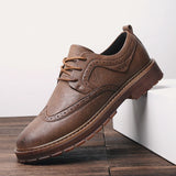 Autumn New Men Martens Shoes Brogue Casual Shoes Men Genuine Leather Shoes Work Business Casual Sneakers