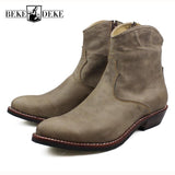 Luxury Brand Handmade Boots Men Pointed Toe 3.5cm Heels 100% Real Leather Man Ankle Boots Classic Cowboy Booties Plus Size 45