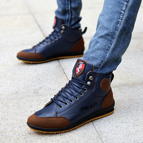 2019 Men Shoes Comfortable Chaussure Homme Casual Flat Boots Men Microfiber Leather Winter Autumn Hiking Ankle Boots