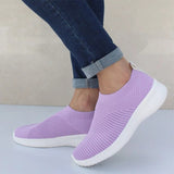 Lucyever Women Spring Summer Sneaker Knitted Mesh Vulcanized Shoes Casual Slip on Flat Soft Walking Footwear Zapatos De Mujer