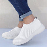 Lucyever Women Spring Summer Sneaker Knitted Mesh Vulcanized Shoes Casual Slip on Flat Soft Walking Footwear Zapatos De Mujer