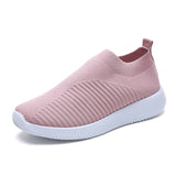 Lucyever Women Spring Summer Sneaker Knitted Mesh Vulcanized Shoes Casual Slip on Flat Soft Walking Footwear Zapatos De Mujer