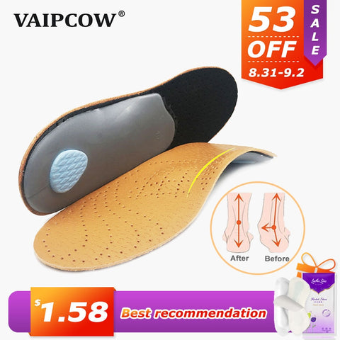 Unisex Premium Leather Orthotic insole for Flat foot Shoe Insoles High Arch Support orthopedic Pad for Correction OX Leg Health
