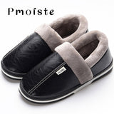 Men's slippers Winter slippers Non slip Indoor Shoes for men leather Big size 49 House shoe Waterproof Warm Memory Foam Slipper