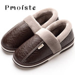 Men's slippers Winter slippers Non slip Indoor Shoes for men leather Big size 49 House shoe Waterproof Warm Memory Foam Slipper