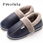 Men's slippers Winter slippers Non slip Indoor Shoes for men leather Big size 49 House shoe Waterproof Warm Memory Foam Slipper