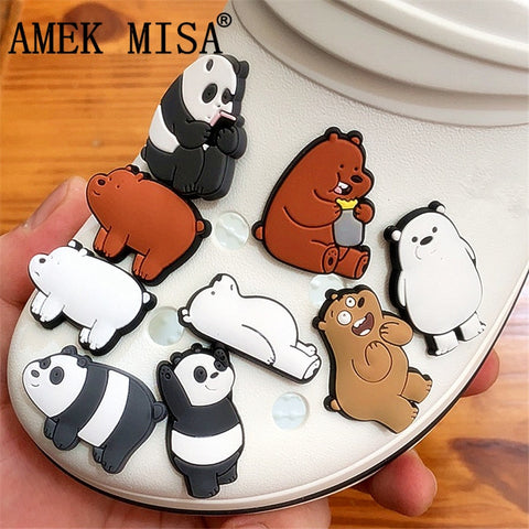 1 to 3pcs Animals Style PVC Shoe Charms Decoration Panda/Polar Bear/Brown Bear Shoe Accessories for croc jibz Kid's Party X-mas