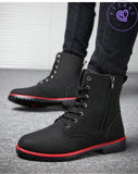 Red High Top Mens Army Boots Korean Zipper Men's Boots British Red Mens Snow Winter Boots Cowboy Boots for Mens