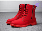 Red High Top Mens Army Boots Korean Zipper Men's Boots British Red Mens Snow Winter Boots Cowboy Boots for Mens