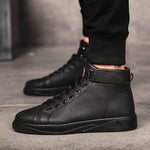 Trend 2019 Men's Vulcanized Shoes Black High Top Lace-up Autumn Winter Casual Canvas Shoes For Men Boys Sneakers Without Lace