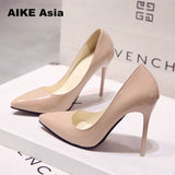 2018 New Fashion high heels women pumps thin heel classic white red nede beige sexy prom wedding shoes Blue Red wine