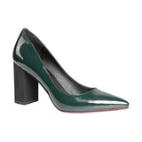 SOPHITINA Autumn Square Heels Pumps Dark Green Patent Leather Elegant Office Lady Pumps Sexy Pointed Toe Party Shoes Women W03