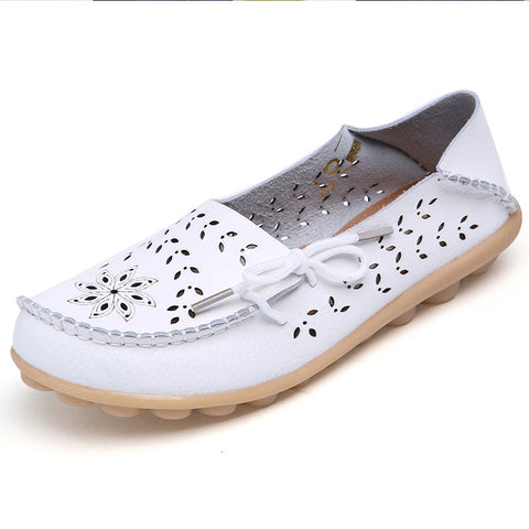 Big size 34-44 2018 spring women flats shoes women genuine leather flats ladies shoes female cutout slip on ballet flat loafers