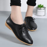 Women flats genuine leather shoes summer fashion casual comfortable women shoes solid lace-up shoes woman female ladies shoes