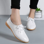 Women flats genuine leather shoes summer fashion casual comfortable women shoes solid lace-up shoes woman female ladies shoes