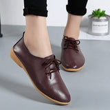 Women flats genuine leather shoes summer fashion casual comfortable women shoes solid lace-up shoes woman female ladies shoes