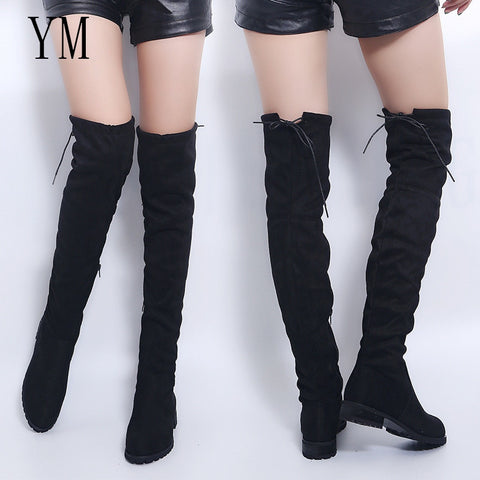 3 Colour Thigh High Boots Female Winter Boots Women Over the Knee Boots Flat Stretch Sexy Fashion Shoes 2018 New Riding Boots 43