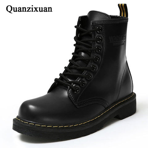 Fashion Ankle Boots Winter Ankle Boots Pu Leather Women Boots Work Shoes Round Toe Lace-Up Women Shoes Black Female