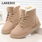 Women Winter Boots Warm Fur Snow Woman Boots 2019 Round Toe Winter Women Shoes Lace Up Suede Cotton Ankle Boots Plus Size 43