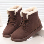 Women Winter Boots Warm Fur Snow Woman Boots 2019 Round Toe Winter Women Shoes Lace Up Suede Cotton Ankle Boots Plus Size 43