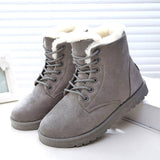 Women Winter Boots Warm Fur Snow Woman Boots 2019 Round Toe Winter Women Shoes Lace Up Suede Cotton Ankle Boots Plus Size 43