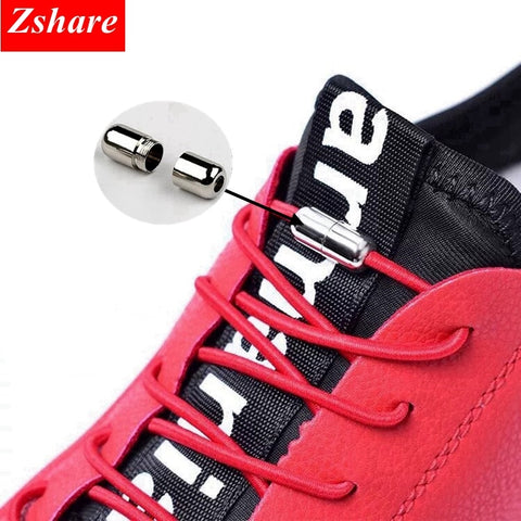 Fashion Elastic Lock Shoe Laces No Tie Shoelaces New Simplicity Round Metal Tip Shoelace Leisure Quick Sport Shoe Laces Unisex