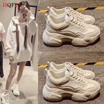 HQFZO Pantshoes Comfy Breathable Mesh Trainers Chunky Heels 5cm Women's Platform Sneakers Women Shoes Casual Female Shoes