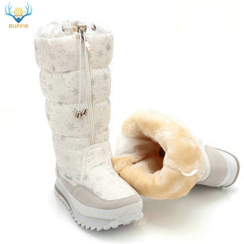 2019 Winter boots High Women Snow Boots plush Warm shoes Plus size 35 to big 42 easy wear girl white zip shoes female hot boots