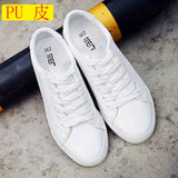 Women White Sneakers Tenis Feminino PU Leather Vulcanized Shoes Ladies Trainers Casual Flats Lace-Up Zapatillas Mujer