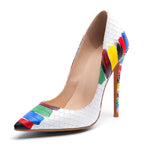 WETKISS Emboss Leather Pumps Women Pointed Heels 12cm Shallow Shoes Female Colorful Shoes Crocodile High Heels Party Summer 2019