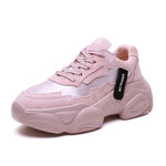 2019 Women Chunky Sneakers Fashion Women Platform Shoes Lace Up Pink Vulcanize Shoes Womens Trainers Casual Shoes Zapatos Mujer