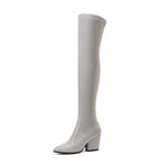 QUTAA 2020 Women Over The Knee High Boots Hoof Heels Winter Shoes Pointed Toe Sexy Elastic Fabric  Women Boots Size 34-43