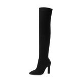 QUTAA 2020 Women Over The Knee High Boots Slip on Winter Shoes Thin High Heel Pointed Toe All Match Women Boots Size 34-43