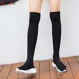 HQFZO Elastic Over The Knee Boots Women Socks Black Boots Long Thigh High Slim Knitting Boots Sneakers Platform Designer Shoes