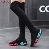 HQFZO Elastic Over The Knee Boots Women Socks Black Boots Long Thigh High Slim Knitting Boots Sneakers Platform Designer Shoes