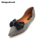 US5-9 Butterfly-knot Woman Flats Pointed Toe Ballet Flat Shoes Girls Bow Casual Shoes Big Size